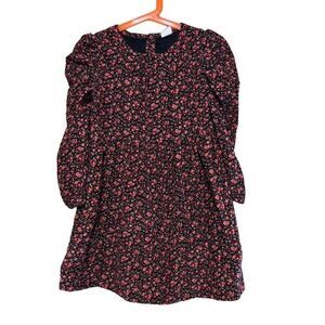 Baby Gap Dress Girls Size 5 Ditzy Floral Long Puff Sleeve Corduroy Fall Cottage